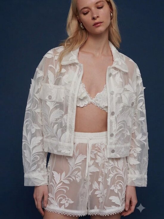 Waimari Other - NWT Waimari Alora Jacket & Vittoria Shorts Set White Lace XS | Luxury Resortwear